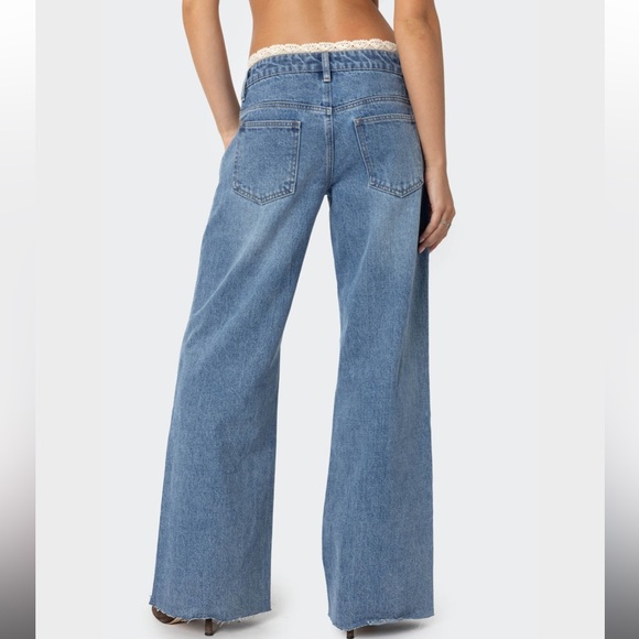 Edikted Karlie Lace Trim Jeans - Picture 2 of 8